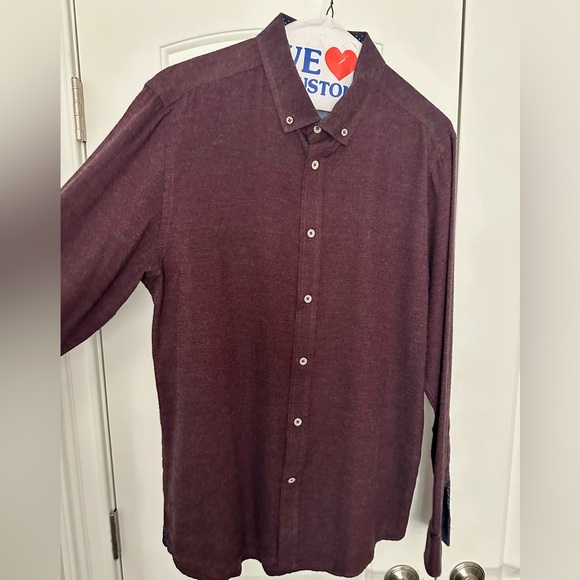 Report Other - Heritage Report Men's Slim Button-Down Soft Flannel Shirt in Deep Burgundy